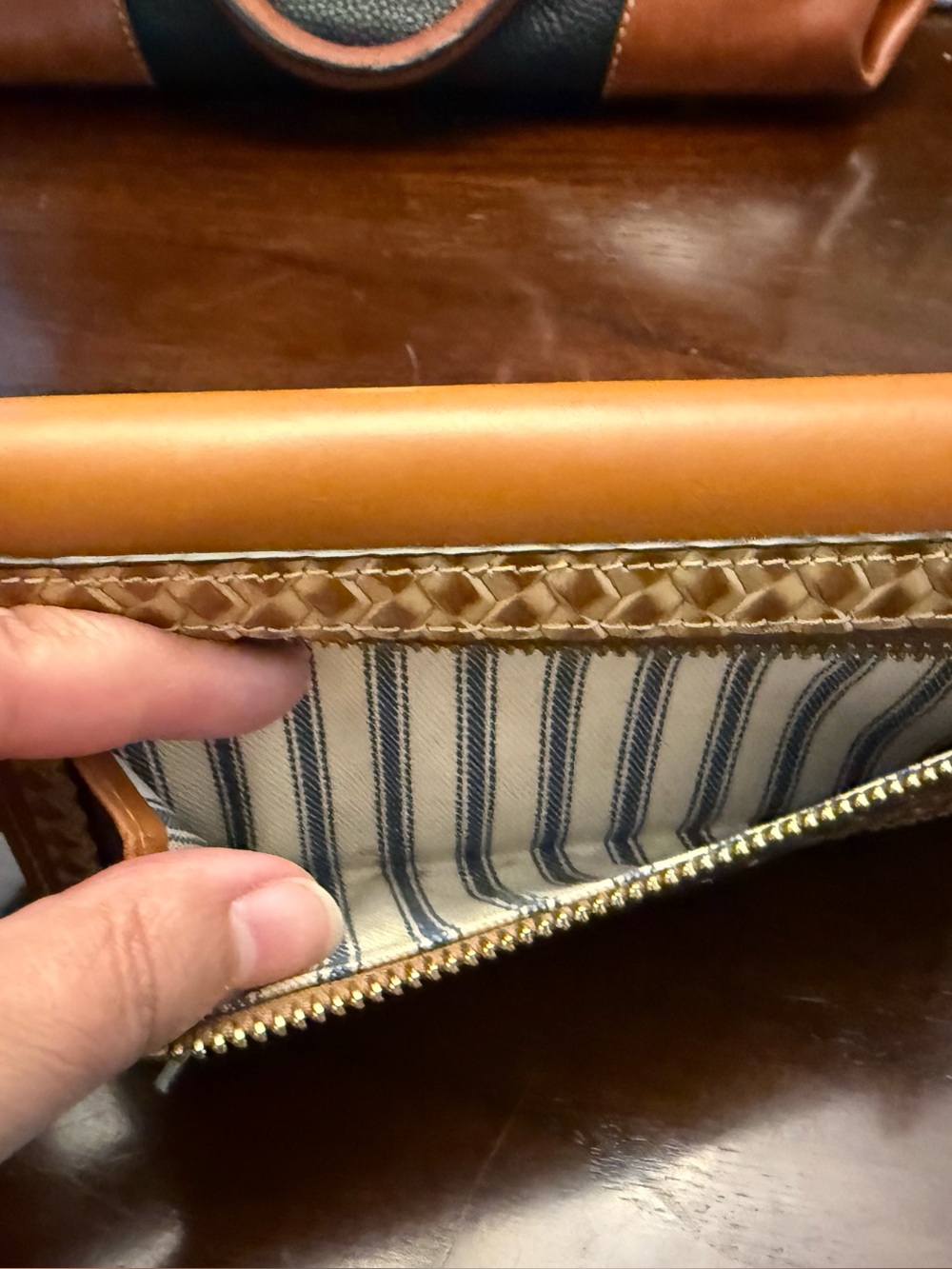 Dooney & Bourke Tan Beacon & Woven Leather Continental Wallet - Picture 3 of 9